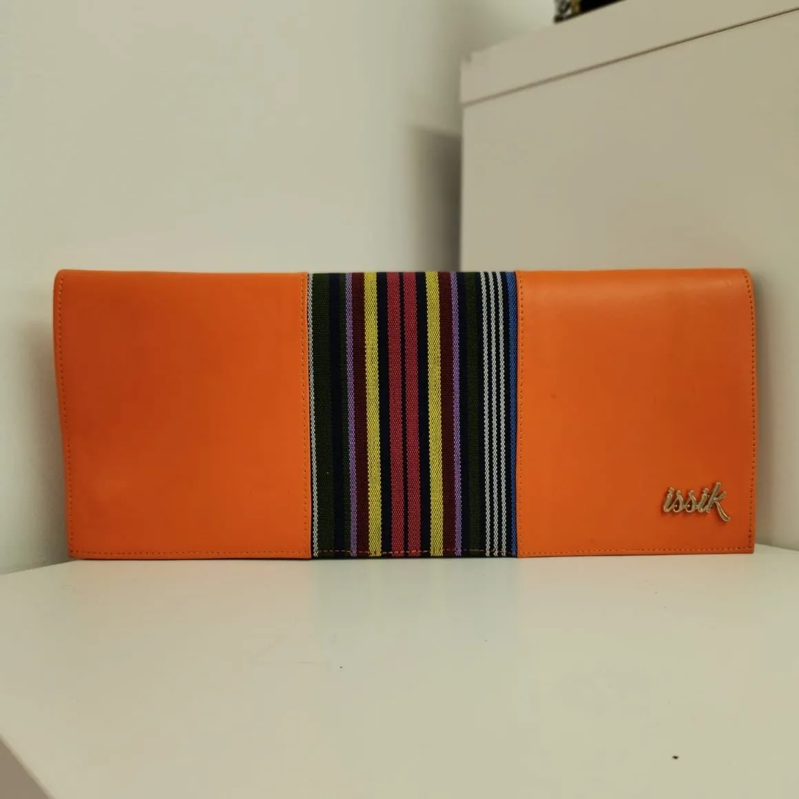 Colourful Leather & Aso-Oke Clutch Purses