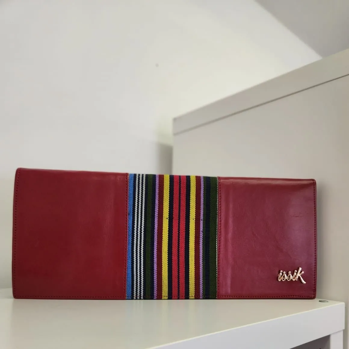 Colourful Leather & Aso-Oke Clutch Purses