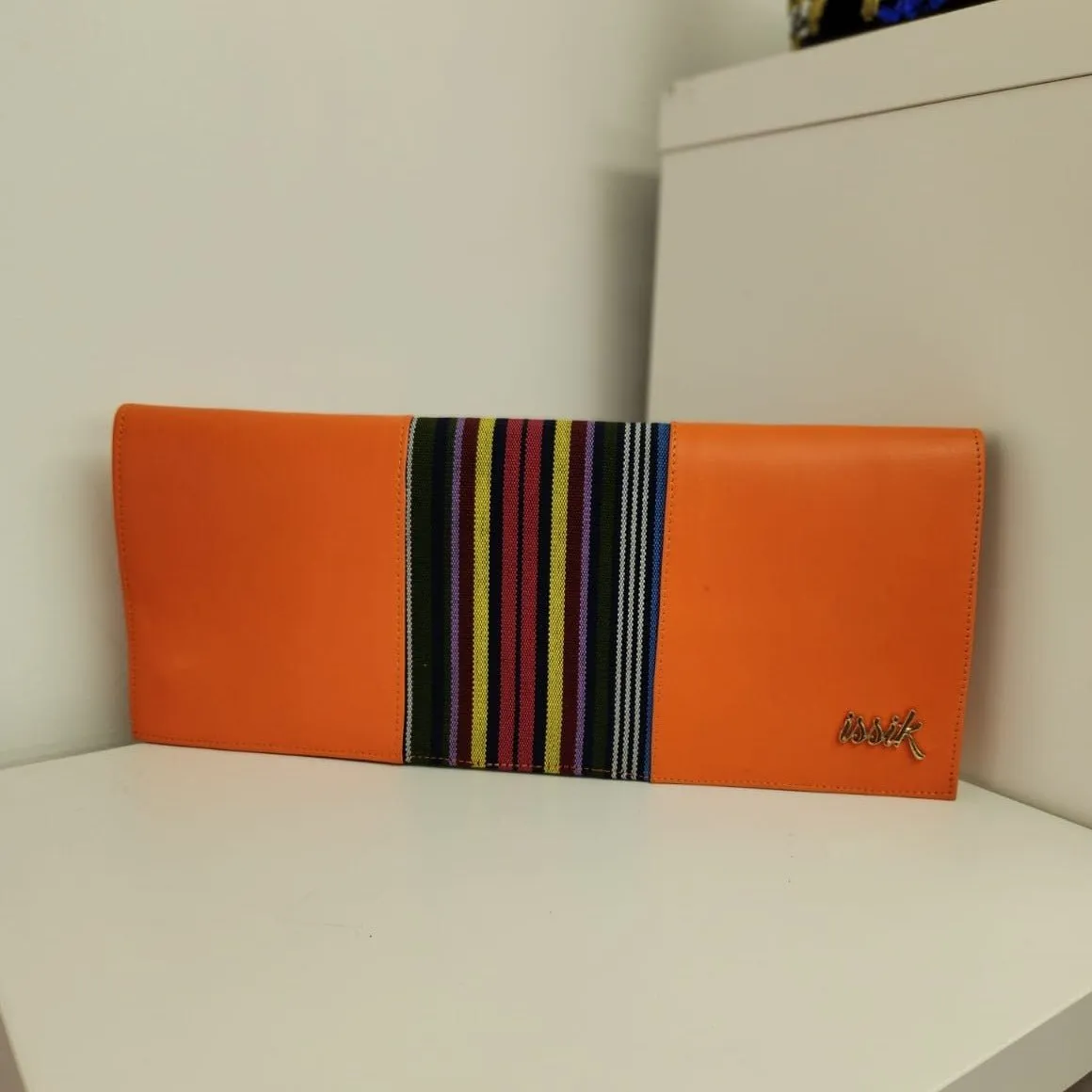 Colourful Leather & Aso-Oke Clutch Purses