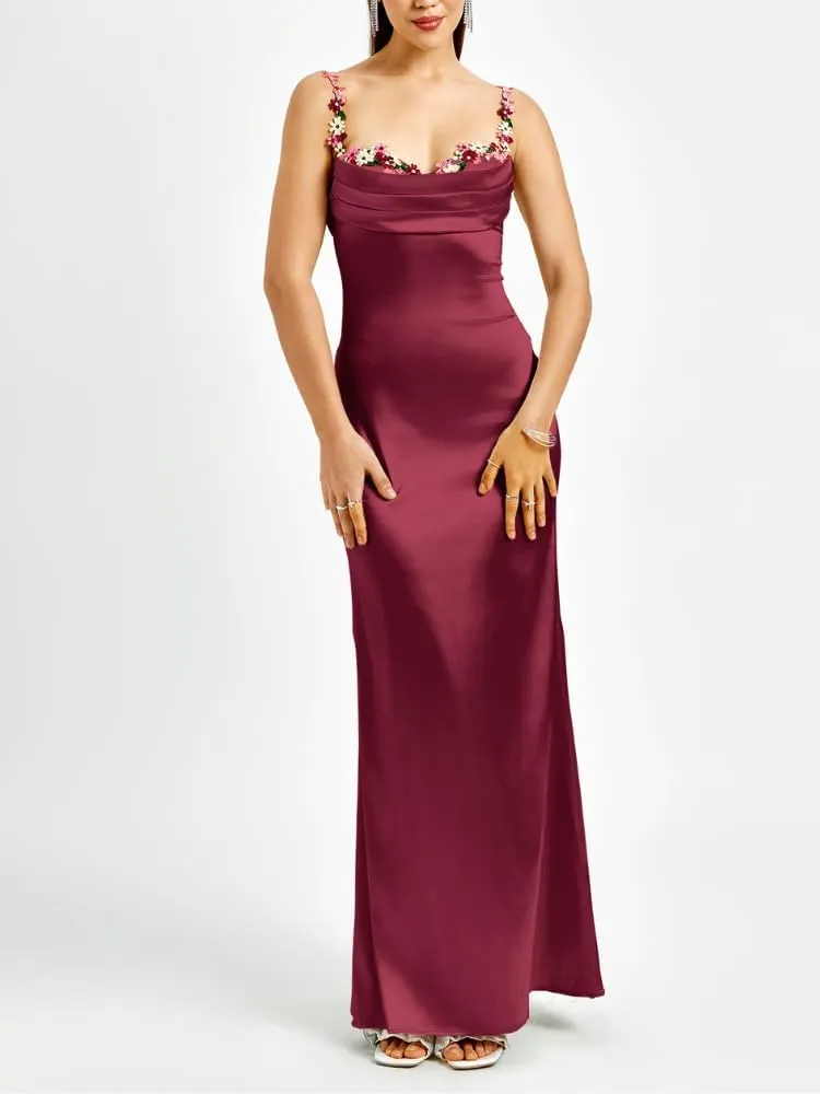 Colysmo Women's Satin Spaghetti Strap Slip Bodycon Maxi Dress Sleeveless Wedding Guest Elegant Evening Party Dresses