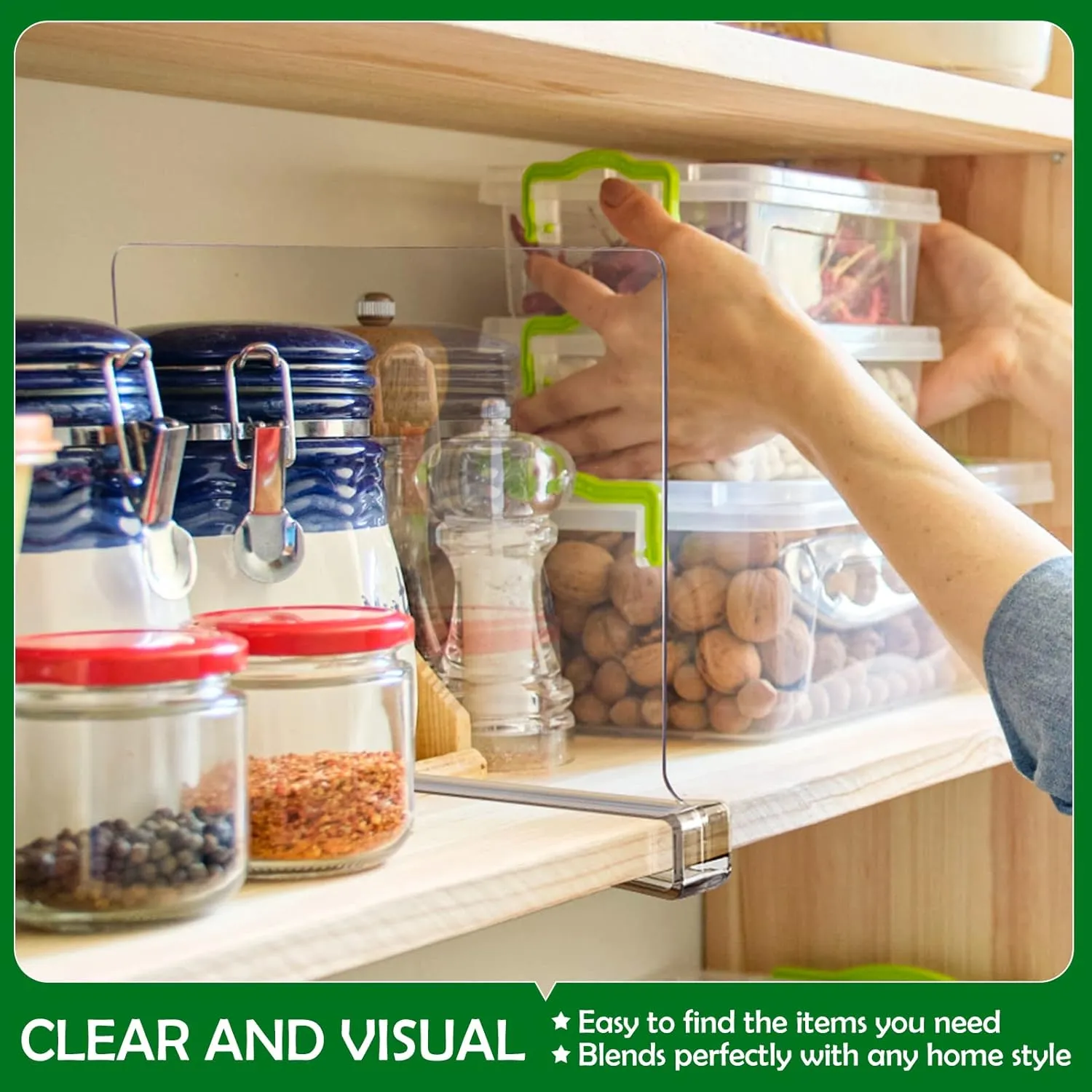 Consevisen Shelf Dividers for Closet Organization and Storage, 4 Pack Acrylic Clear Closet Shelf Dividers for Wood Shelves, Vertical Sweater Handbag Purse Organizer for Bedroom Kitchen Office