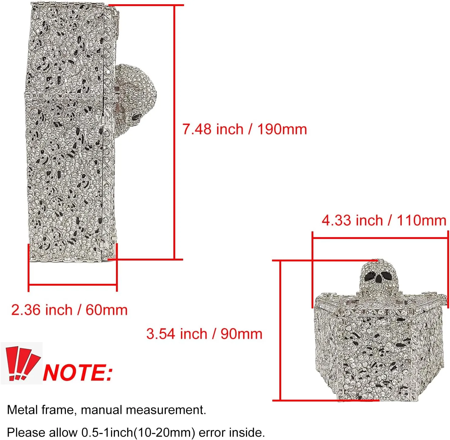 Cool Skull Evening Bag Coffin Shaped Handbag Purses Cross Rhinestone Bag Halloween Party Bag
