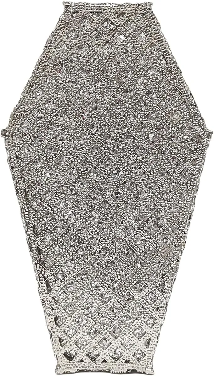 Cool Skull Evening Bag Coffin Shaped Handbag Purses Cross Rhinestone Bag Halloween Party Bag
