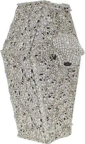 Cool Skull Evening Bag Coffin Shaped Handbag Purses Cross Rhinestone Bag Halloween Party Bag
