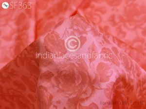 Coral Indian Saree Soft Pure Printed Silk Fabric by the yard Wedding Dresses Bridesmaid Party Costume Curtains Crafting Sewing Dupatta Scarf