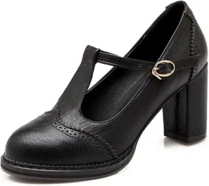 CosyFever Womens FDC00018 Cap-Toe Novelty Charms Pu Block Heels Pumps