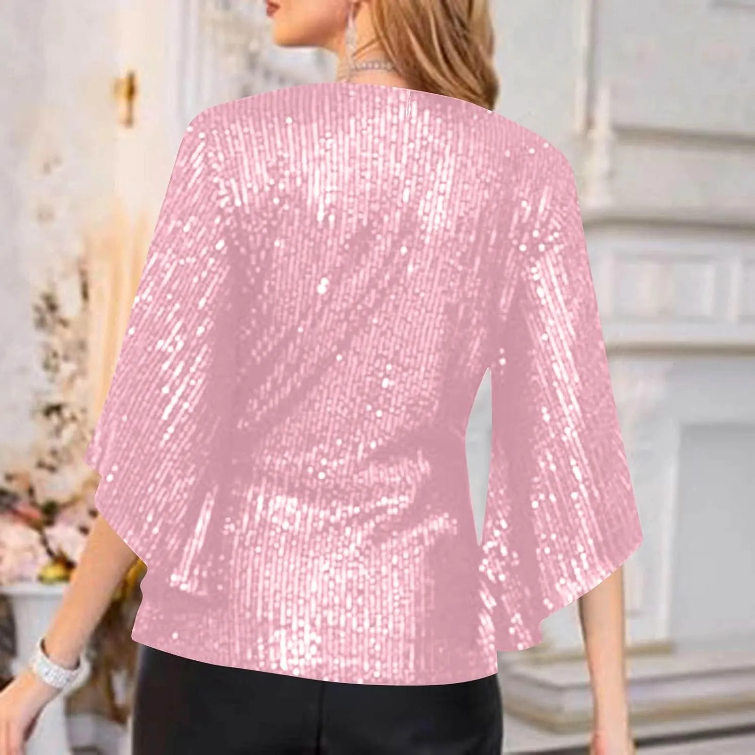 COTECRAM Womens Sequin Tops Summer Fashion Scoop Neck Sparkle Shimmer Short Sleeve/Sleeveless Tanks Tops for Party Night