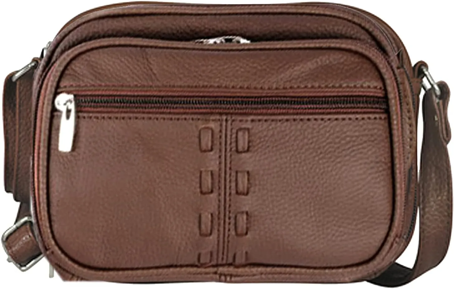 Cowhide Leather Women's Shoulder Purse Small Cross Body Organizer Bag with Many Pockets