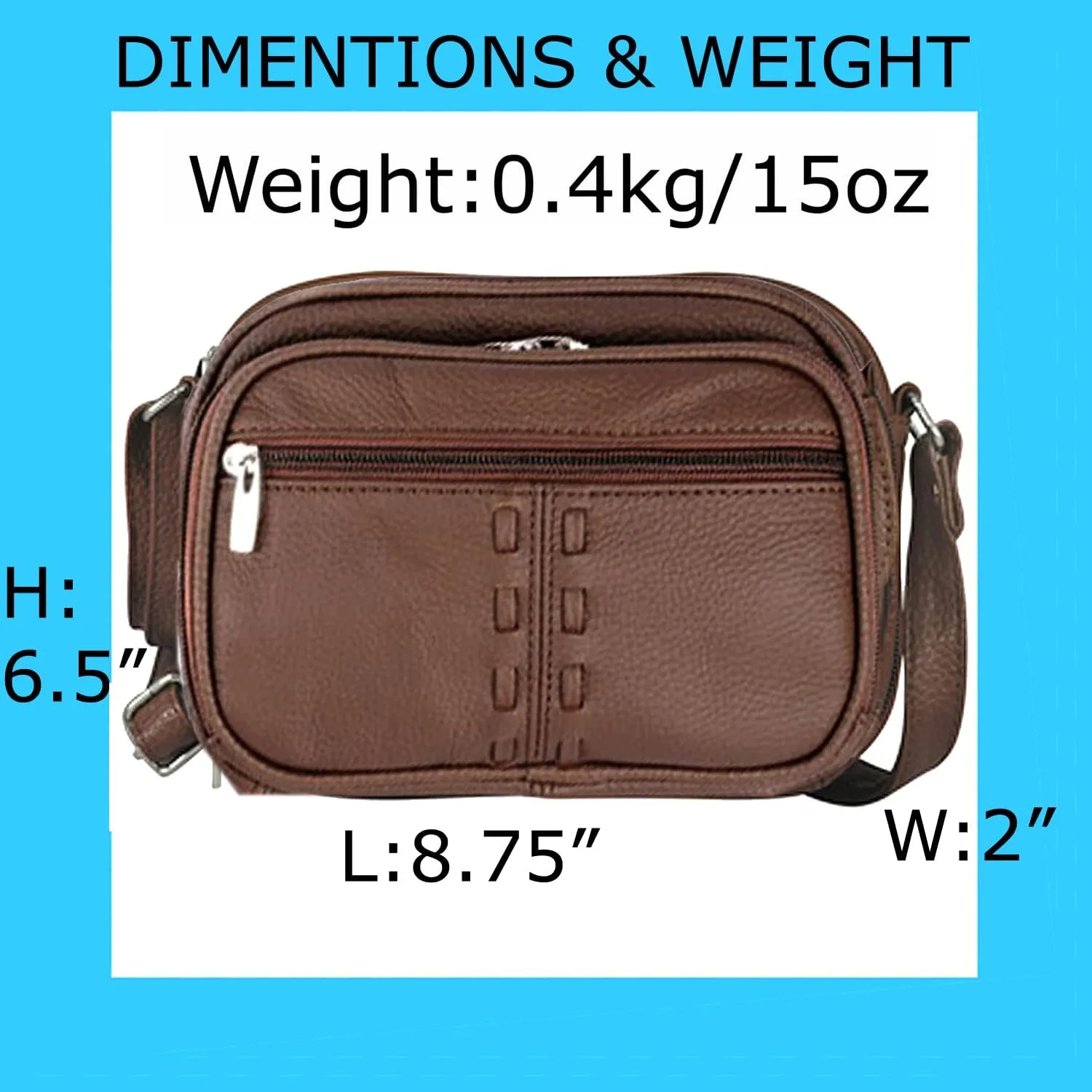 Cowhide Leather Women's Shoulder Purse Small Cross Body Organizer Bag with Many Pockets