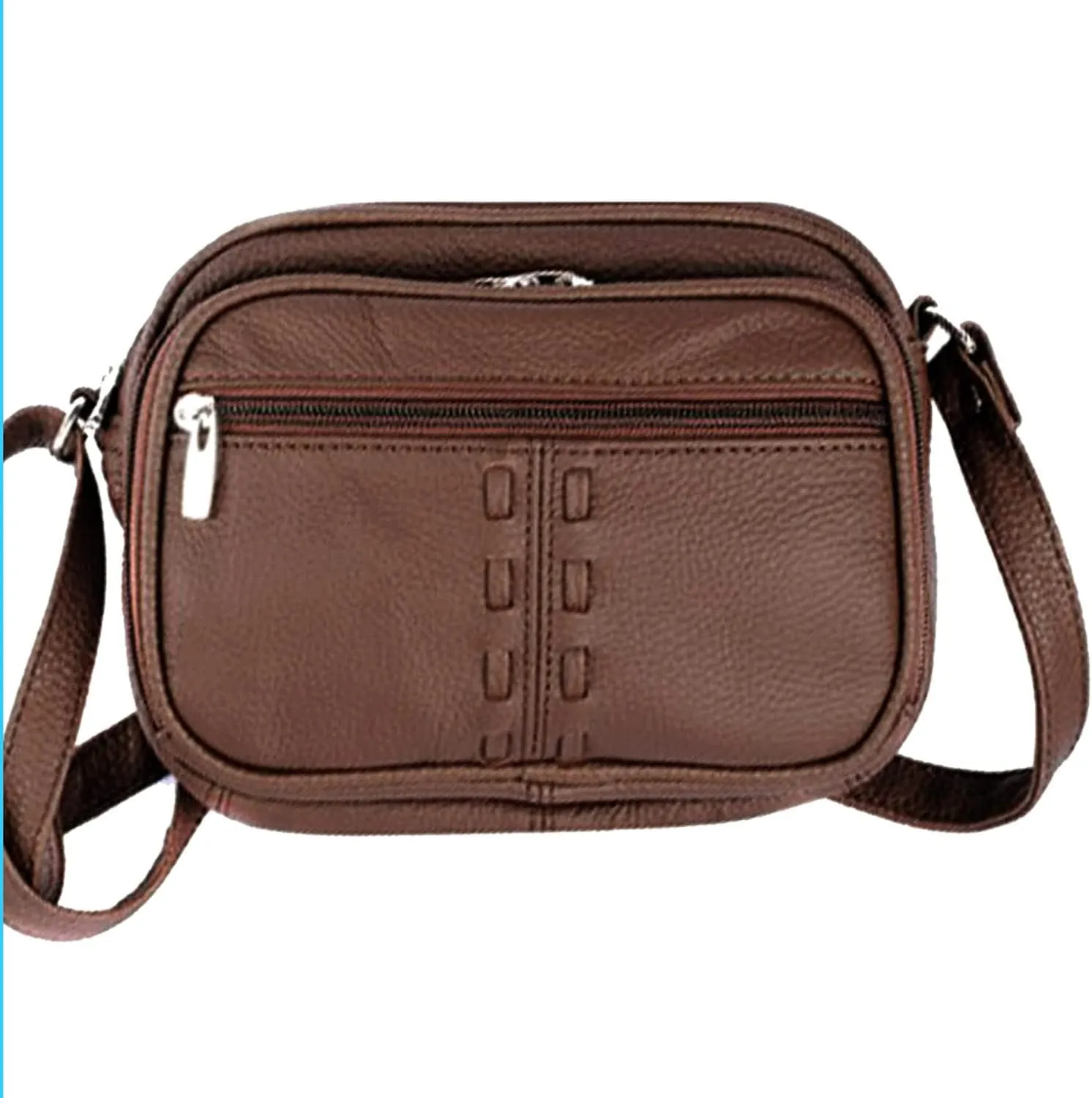 Cowhide Leather Women's Shoulder Purse Small Cross Body Organizer Bag with Many Pockets