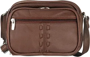 Cowhide Leather Women's Shoulder Purse Small Cross Body Organizer Bag with Many Pockets