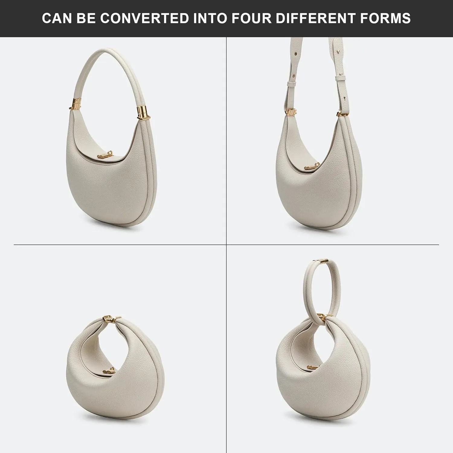 Crescent Bags for Women PU Leather Designer Half Moon Bag with Hasp Closure Trendy Purses for Women 2025 Crescent Bag