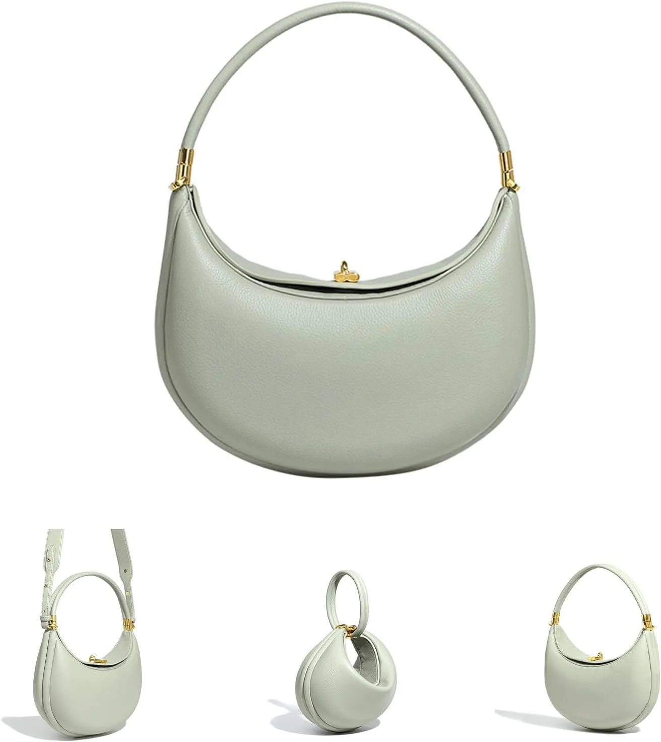 Crescent Bags for Women PU Leather Designer Half Moon Bag with Hasp Closure Trendy Purses for Women 2025 Crescent Bag