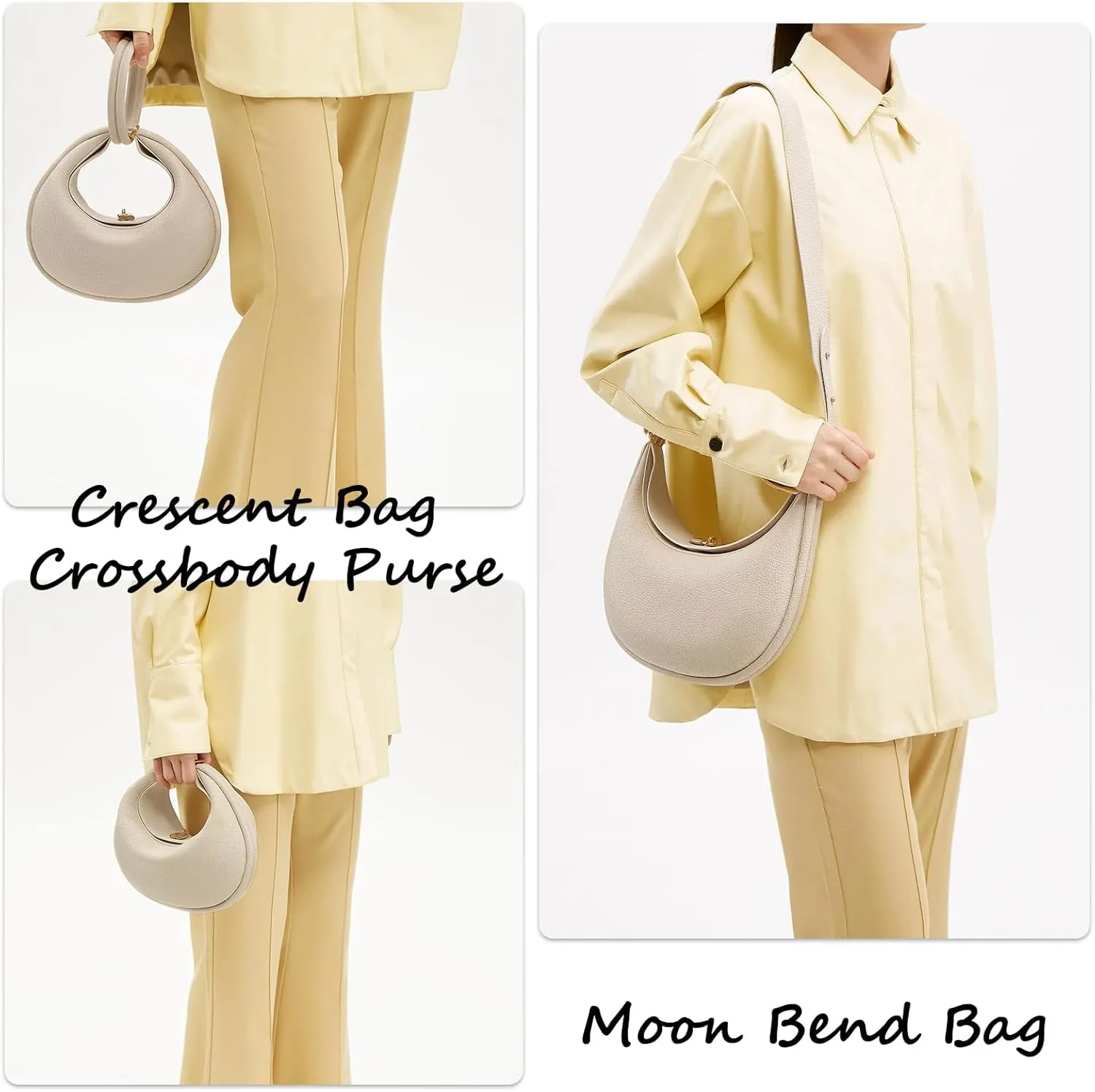 Crescent Bags for Women PU Leather Designer Half Moon Bag with Hasp Closure Trendy Purses for Women 2025 Crescent Bag