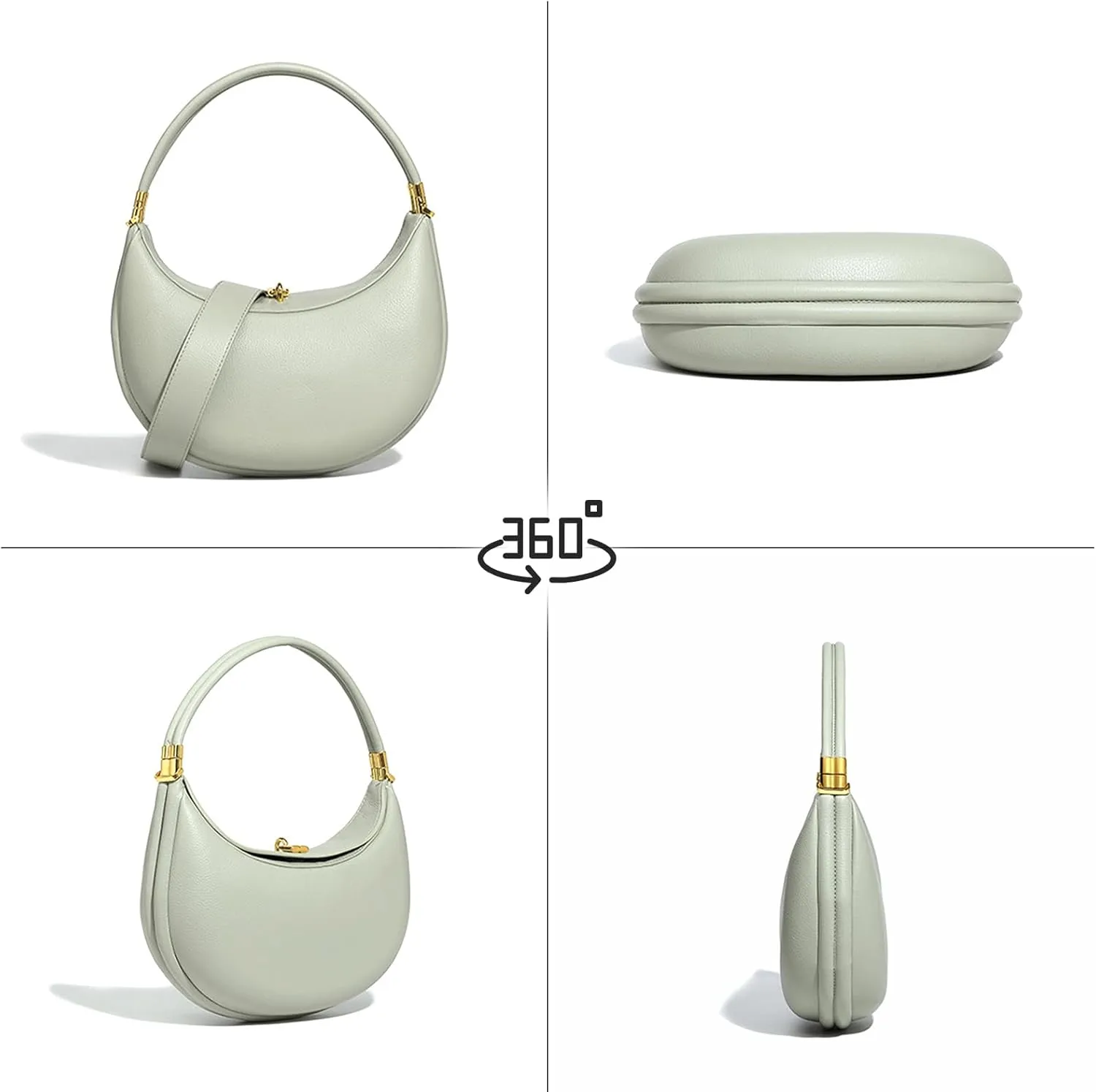 Crescent Bags for Women PU Leather Designer Half Moon Bag with Hasp Closure Trendy Purses for Women 2025 Crescent Bag