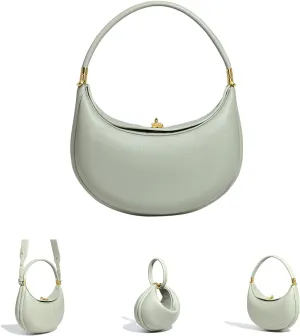 Crescent Bags for Women PU Leather Designer Half Moon Bag with Hasp Closure Trendy Purses for Women 2025 Crescent Bag