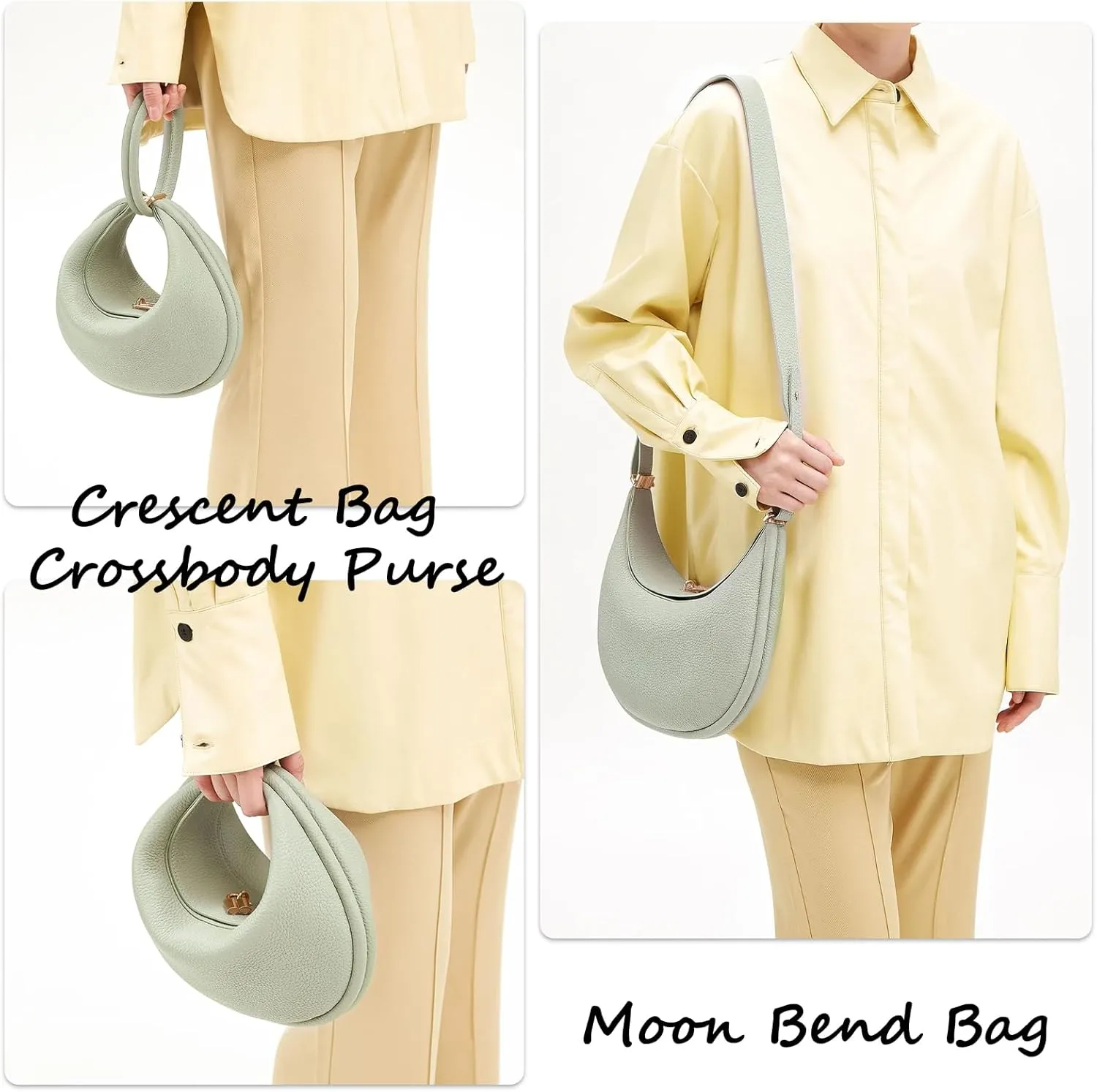Crescent Bags for Women PU Leather Designer Half Moon Bag with Hasp Closure Trendy Purses for Women 2025 Crescent Bag