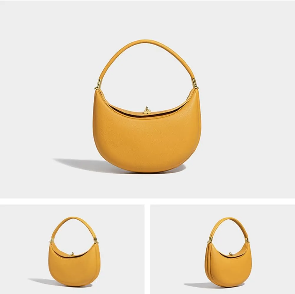 Crescent Bags for Women PU Leather Designer Half Moon Bag with Hasp Closure Trendy Purses for Women 2025 Crescent Bag
