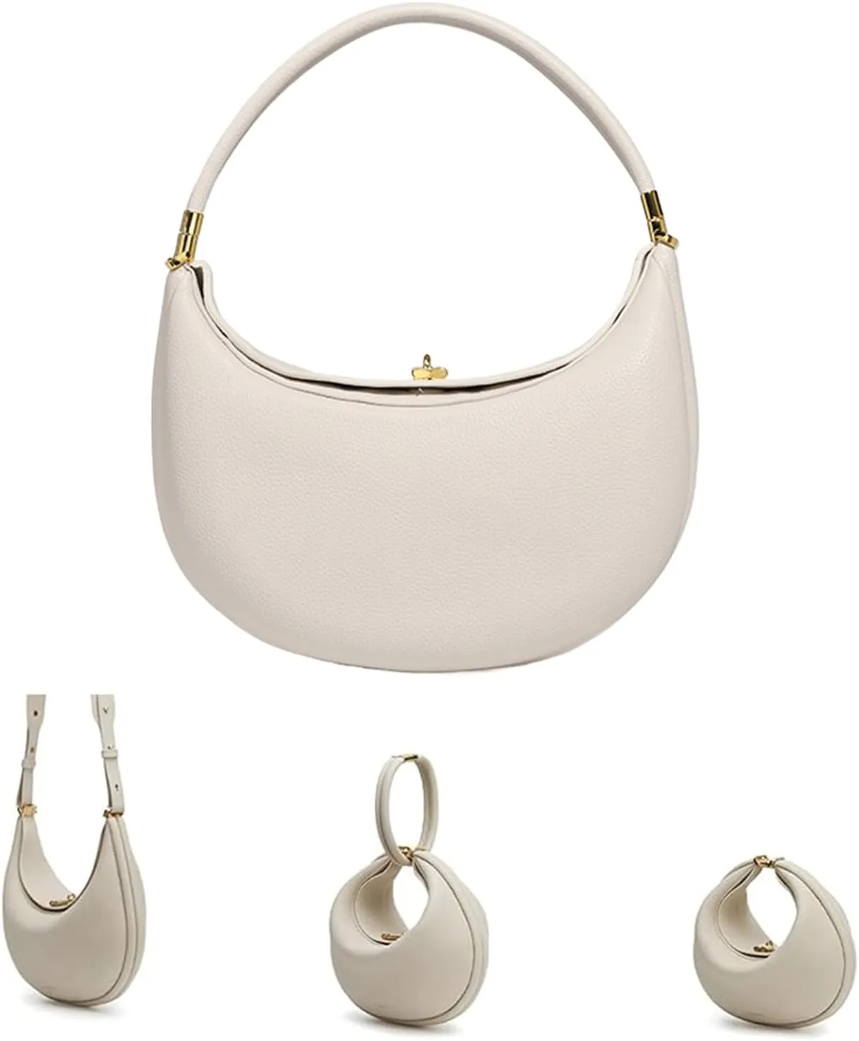 Crescent Bags for Women PU Leather Designer Half Moon Bag with Hasp Closure Trendy Purses for Women 2025 Crescent Bag