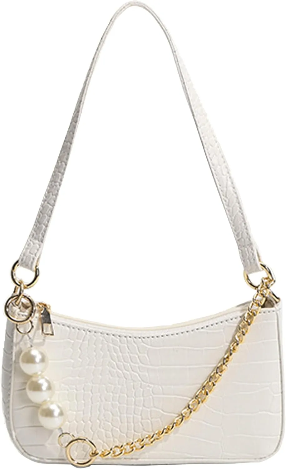 Crocodile Pattern Purses for Women with Pearl Chain Strap Shoulder Bags for Women