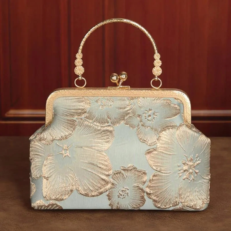 Crossbody Bag for Women Elegant Top-Handle Pouch Purse Designer Shoulder Handbag Embroidery Evening Purse