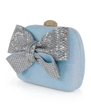 Crystal Bow Clutch - Light Blue