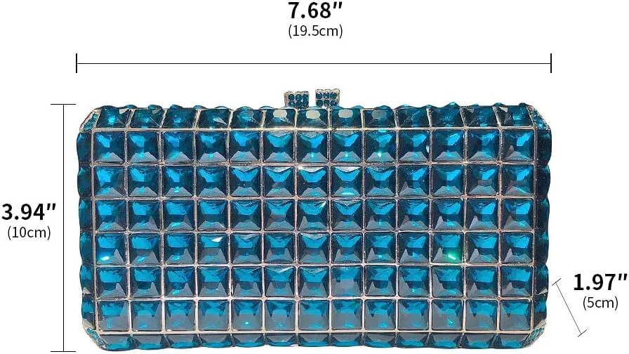 Crystal Diamonds Purse Shoulder Bag Wedding Clutch Purses for Women Bride Clutch Rhinestone Clutch Purse Mosaic Blue