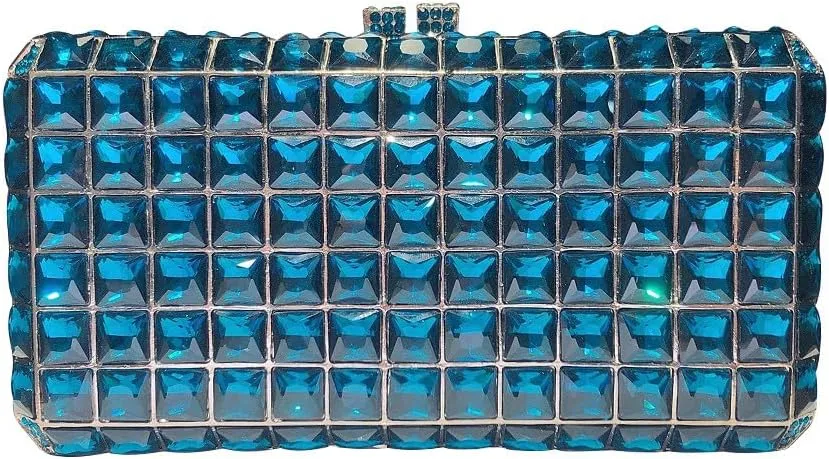 Crystal Diamonds Purse Shoulder Bag Wedding Clutch Purses for Women Bride Clutch Rhinestone Clutch Purse Mosaic Blue