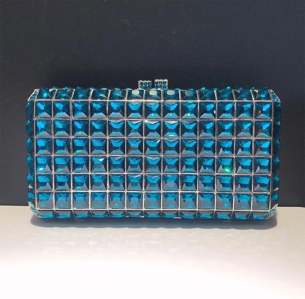 Crystal Diamonds Purse Shoulder Bag Wedding Clutch Purses for Women Bride Clutch Rhinestone Clutch Purse Mosaic Blue