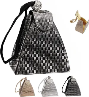 Crystal Pyramid Handbag, Pyramid Shape Rhinestones Luxury Evening Bags, Cocktail Wedding Engagement Bag