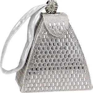 Crystal Pyramid Handbag, Women's Evening Bag, Pyramid Shape Rhinestones Luxury Evening Bags, Green Clutch