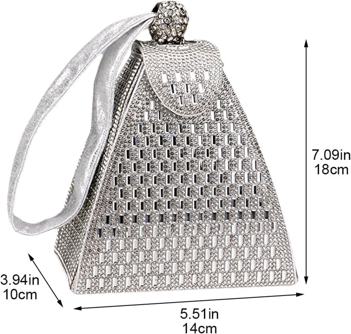 Crystal Pyramid Handbag, Women's Evening Bag, Pyramid Shape Rhinestones Luxury Evening Bags, Green Clutch