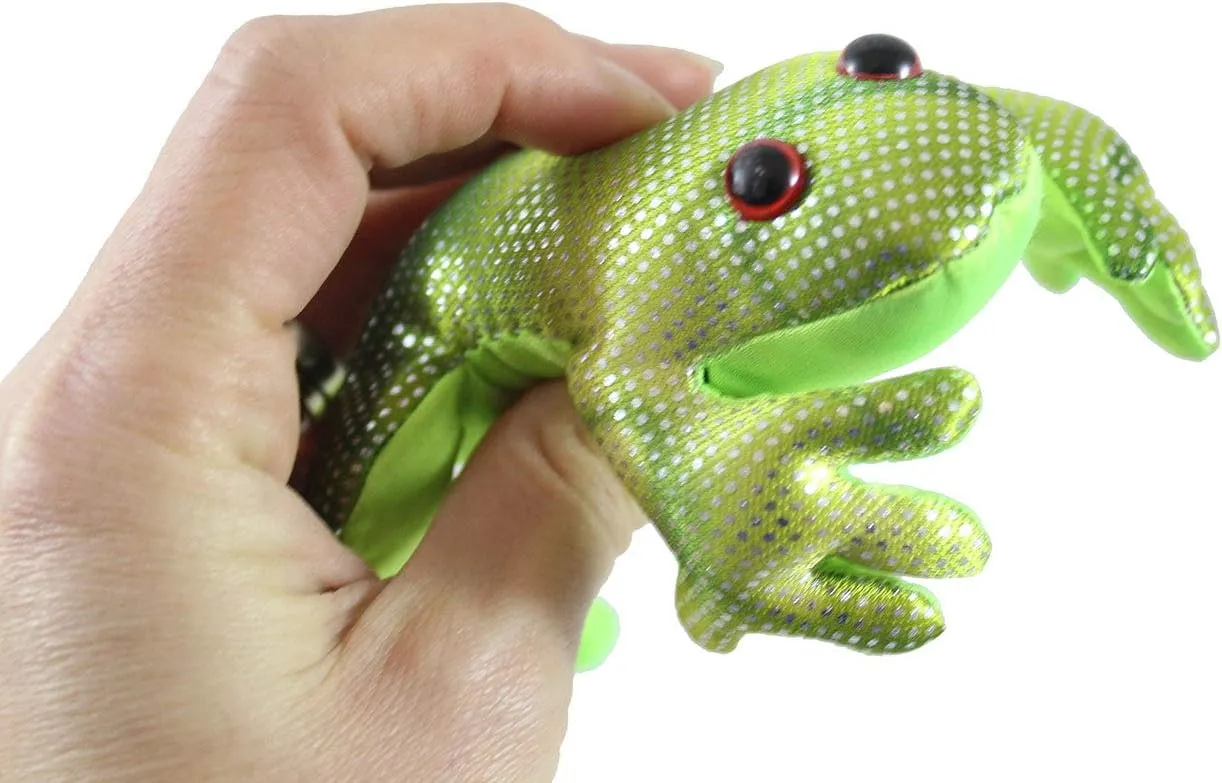 Curious Minds Busy Bags Set of 2 - Frog Sand Filled Animal Toy - Heavy Weighted Sandbag Animal Plush Bean Bag Toss - Shimmering Glitter Sensory, Stress, Fidget Toy ADHD Special Needs Soothing