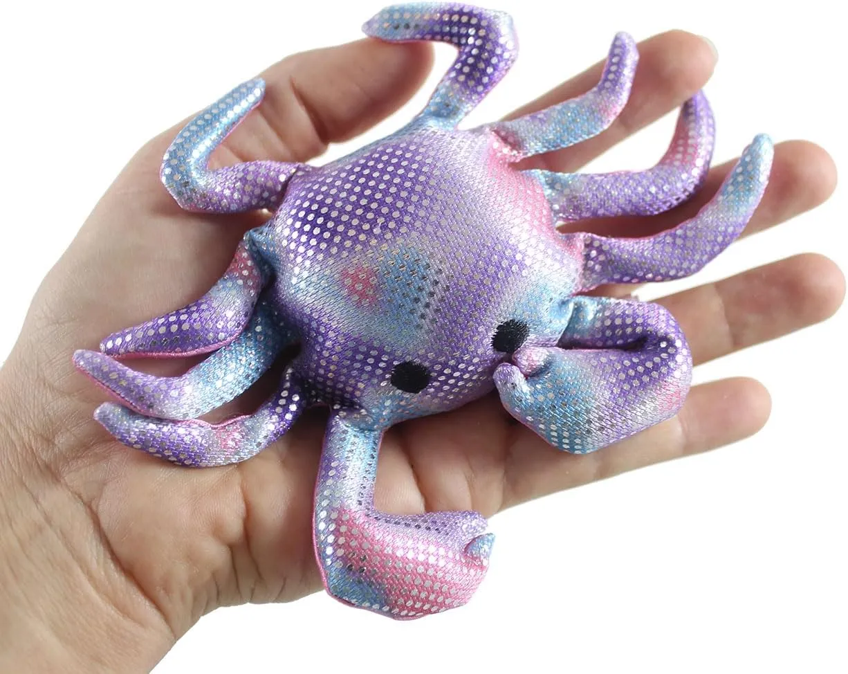 Curious Minds Busy Bags Set of 2 Random Color - Crab Sand Filled Animal Toy - Heavy Weighted Sandbag Animal Plush Bean Bag Toss - Shimmering Glitter (Set of 2 Random Colors)
