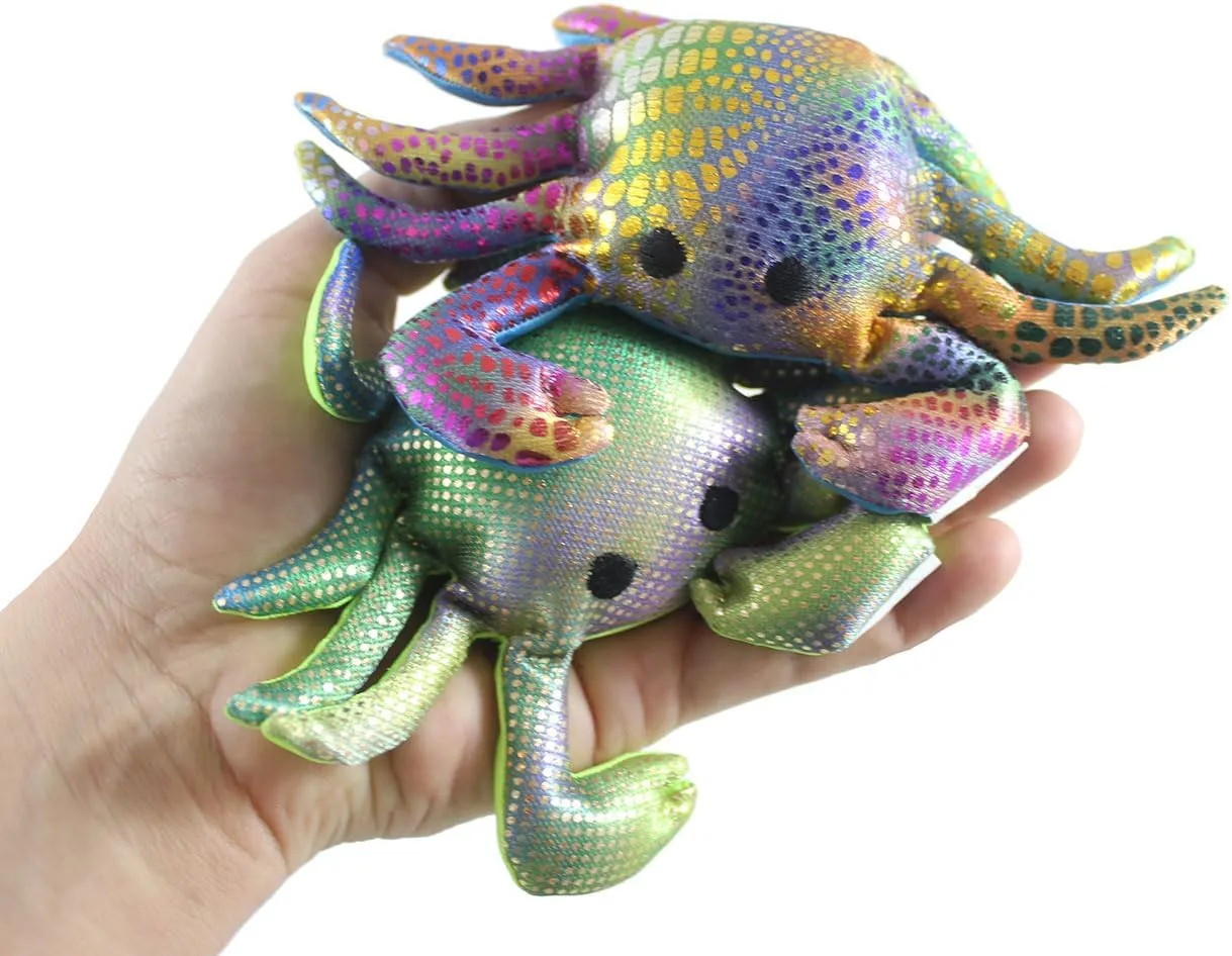 Curious Minds Busy Bags Set of 2 Random Color - Crab Sand Filled Animal Toy - Heavy Weighted Sandbag Animal Plush Bean Bag Toss - Shimmering Glitter (Set of 2 Random Colors)
