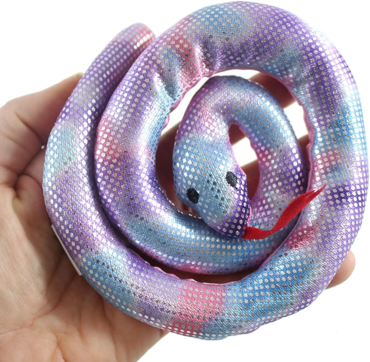 Curious Minds Busy Bags Set of 2 Random Color - Snake Coiled Sand Filled Animal Toy - Heavy Weighted Sandbag Animal Plush Bean Bag Toss - Shimmering Glitter (Set of 2 Random Color Snakes)