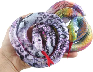 Curious Minds Busy Bags Set of 2 Random Color - Snake Coiled Sand Filled Animal Toy - Heavy Weighted Sandbag Animal Plush Bean Bag Toss - Shimmering Glitter (Set of 2 Random Color Snakes)