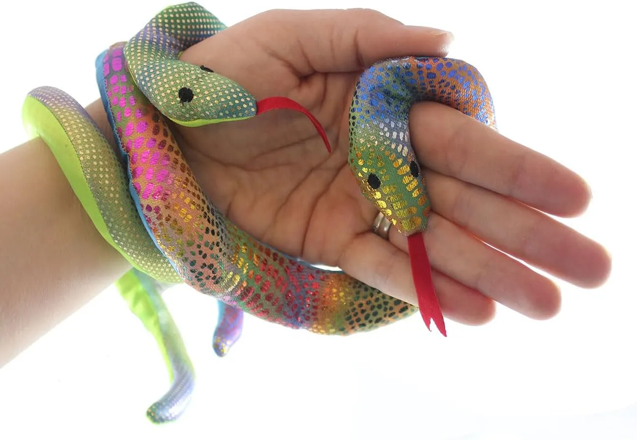 Curious Minds Busy Bags Set of 2 Random Color - Snake Coiled Sand Filled Animal Toy - Heavy Weighted Sandbag Animal Plush Bean Bag Toss - Shimmering Glitter (Set of 2 Random Color Snakes)