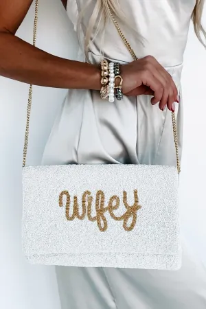 Cursive "Wifey" Beaded Clutch (Wifey Beaded Gold)