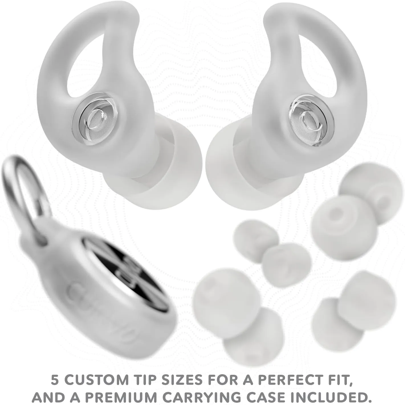 CURVD Live Stylish High-Fidelity Concert Earplugs for Live Events up to19 dB Noise Reduction, 5 Tip Sizes & Carry Case