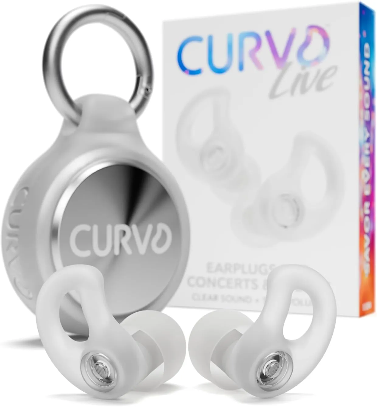 CURVD Live Stylish High-Fidelity Concert Earplugs for Live Events up to19 dB Noise Reduction, 5 Tip Sizes & Carry Case
