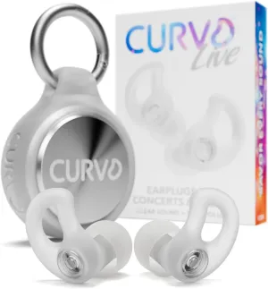 CURVD Live Stylish High-Fidelity Concert Earplugs for Live Events up to19 dB Noise Reduction, 5 Tip Sizes & Carry Case