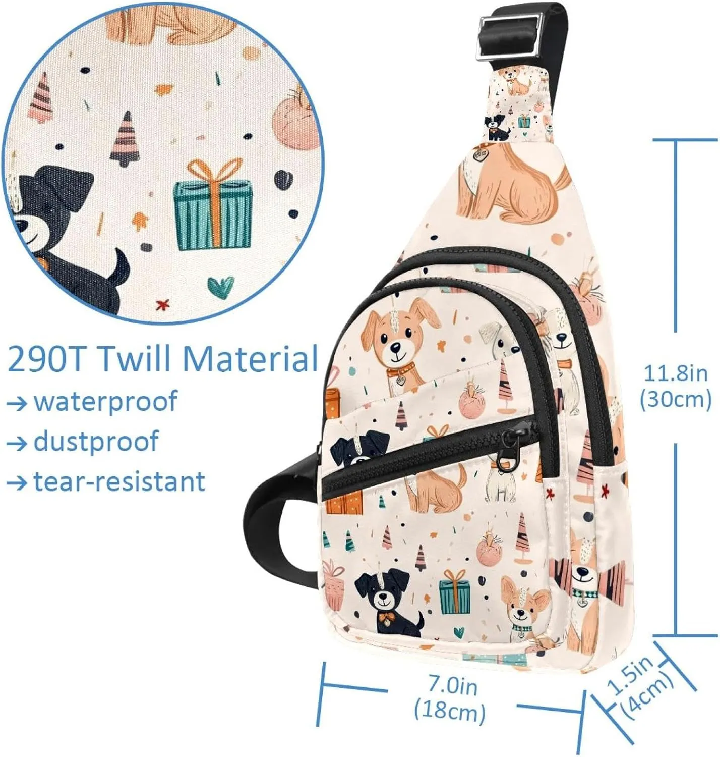 cute funny dogs and gifts Sling Bag, Crossbody Sling Backpack Travel Hiking Chest Bag Daypack for Purses Shoulder Bag Women Men's