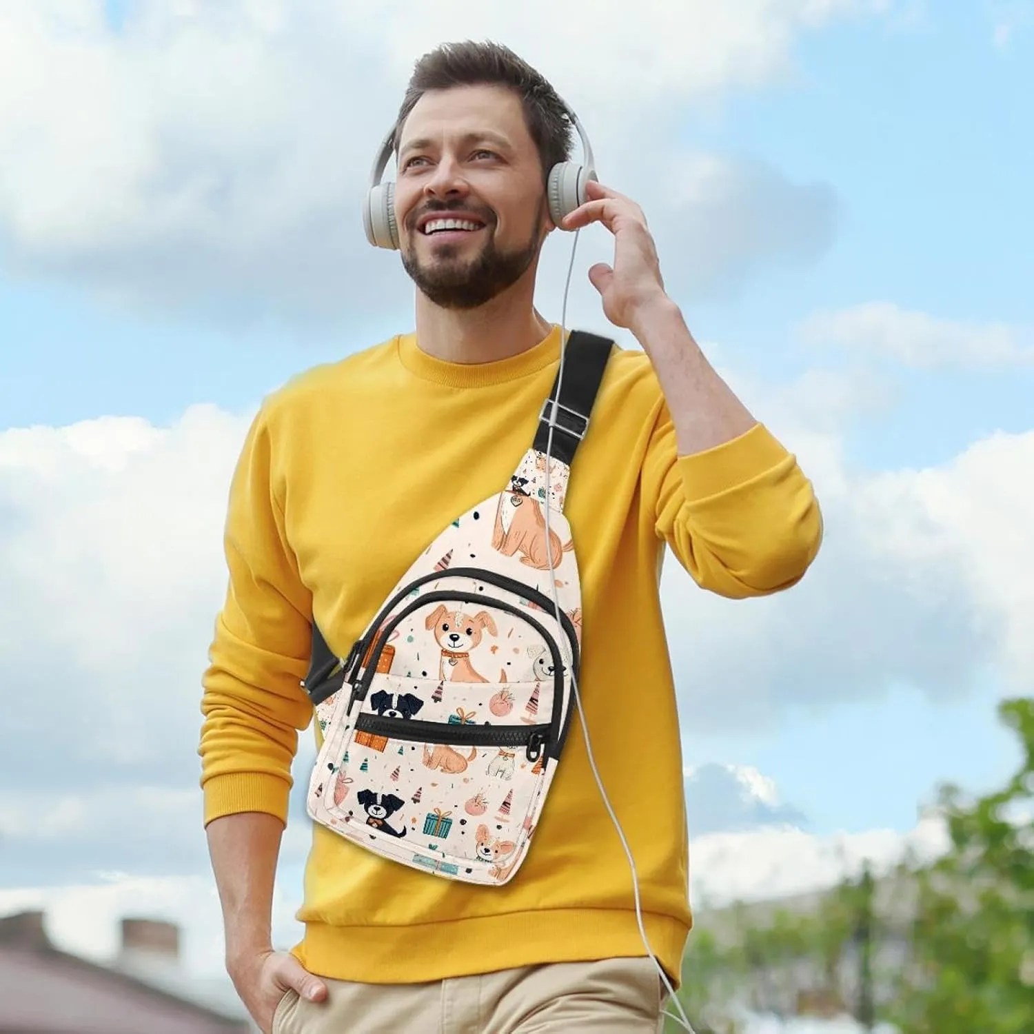 cute funny dogs and gifts Sling Bag, Crossbody Sling Backpack Travel Hiking Chest Bag Daypack for Purses Shoulder Bag Women Men's