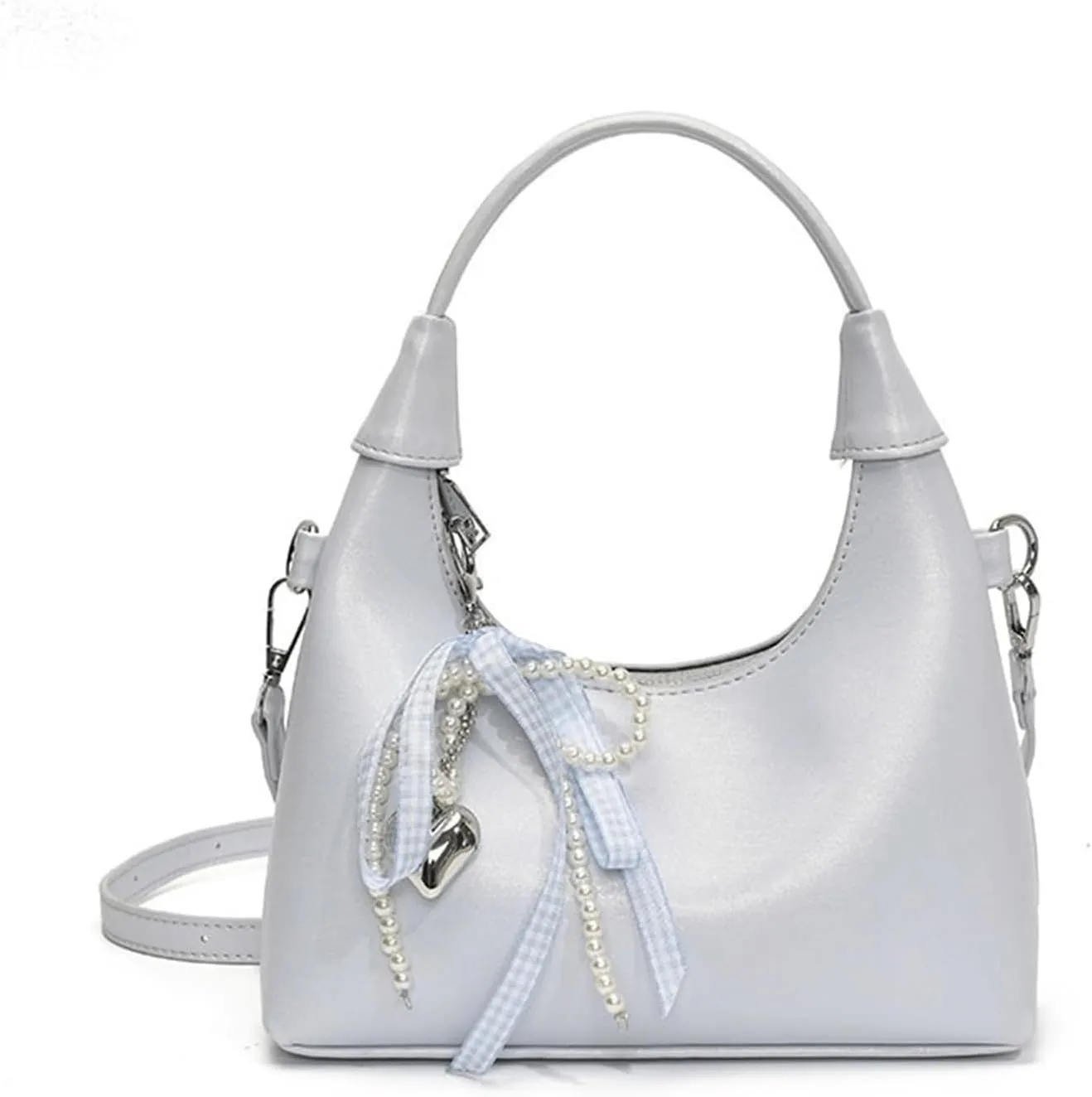 Cute Purse Small Hobo Bag Bow Pearl Charm Y2k Mini Purses Retro Classic Elegance Luxurious and Vintage Handbag