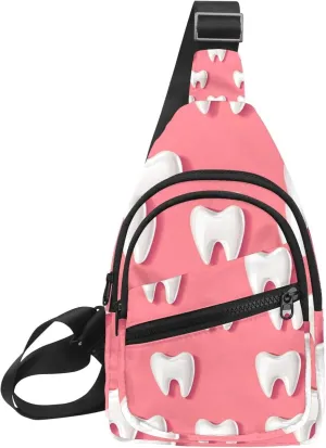 Cute Teeth Sling Bag, Crossbody Sling Backpack Travel Hiking Chest Bag Daypack for Purses Shoulder Bag Women Men's