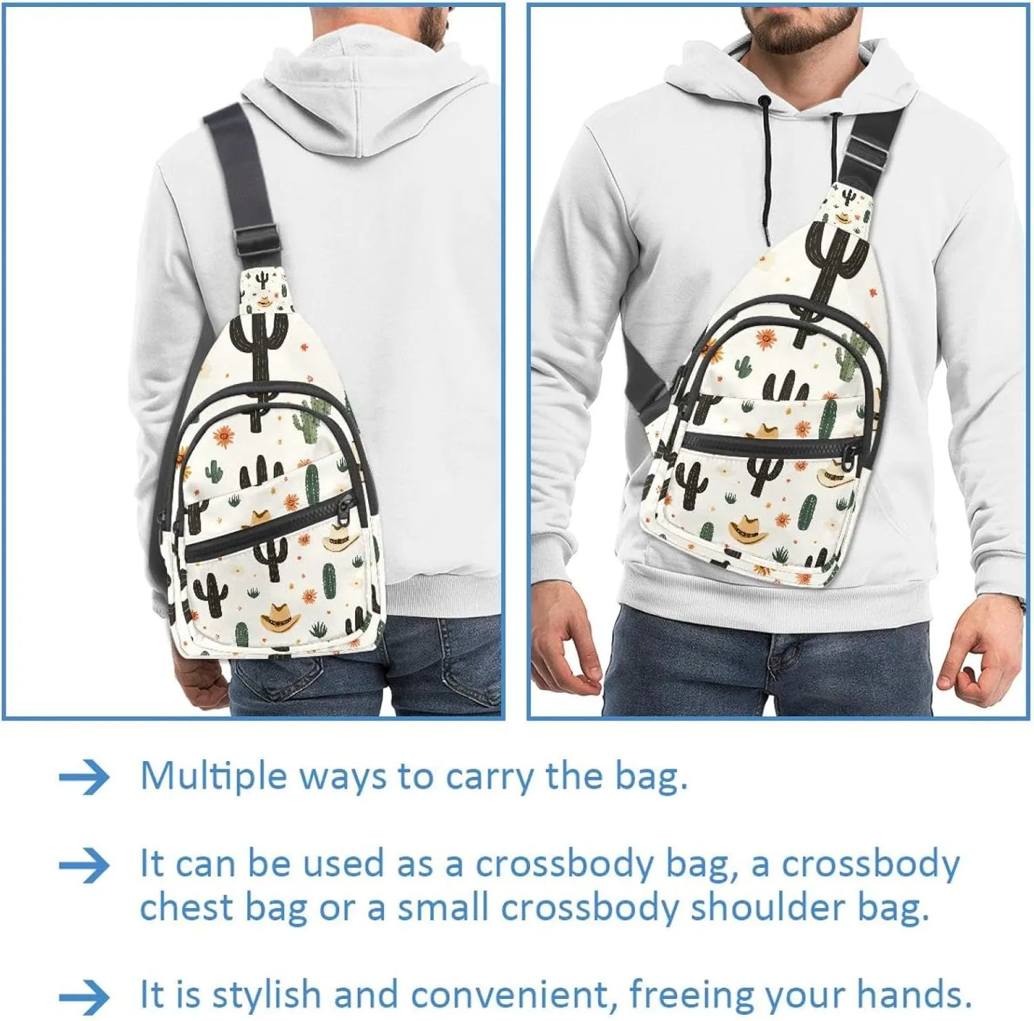 Cute Teeth Sling Bag, Crossbody Sling Backpack Travel Hiking Chest Bag Daypack for Purses Shoulder Bag Women Men's