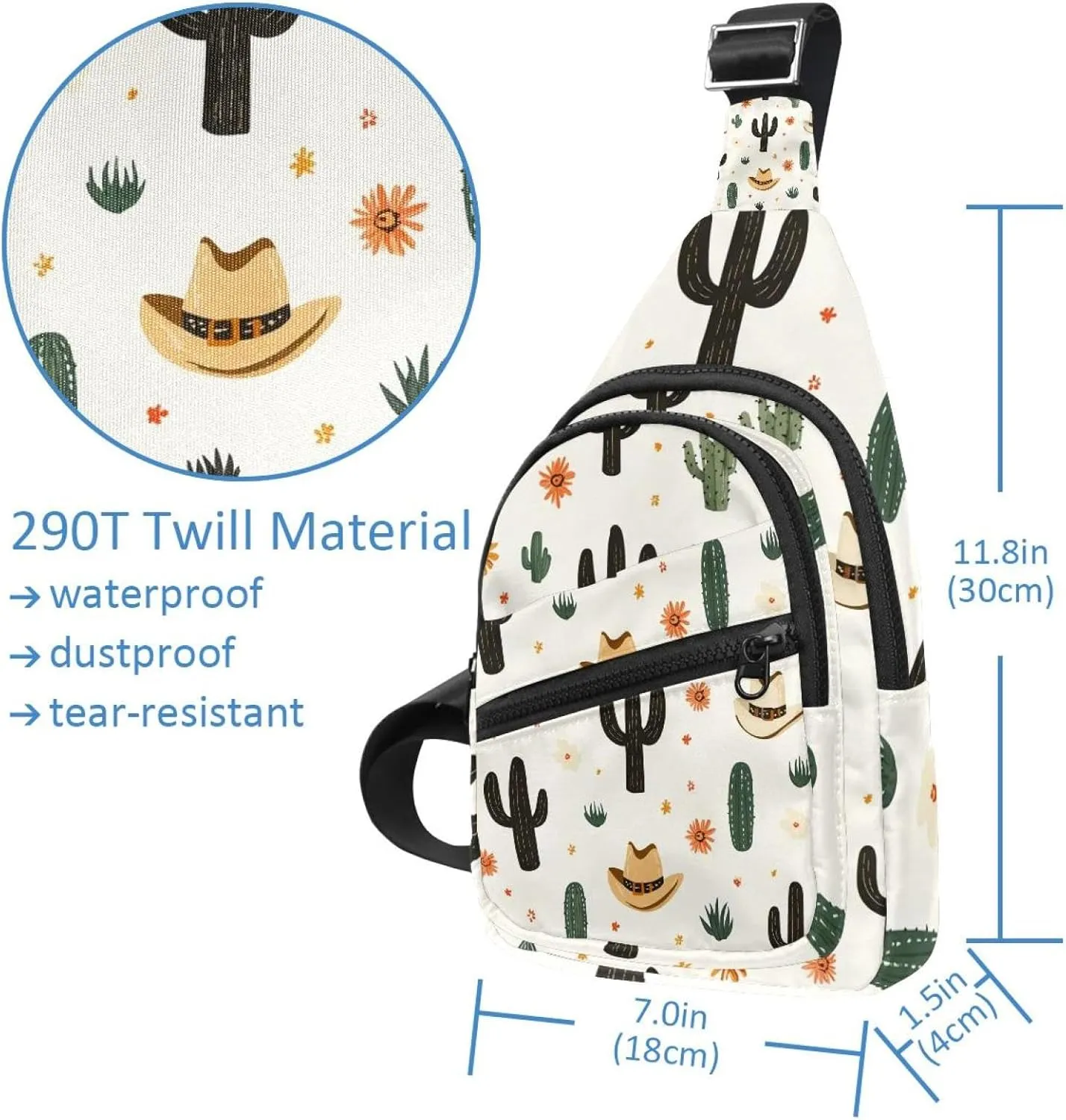 Cute Teeth Sling Bag, Crossbody Sling Backpack Travel Hiking Chest Bag Daypack for Purses Shoulder Bag Women Men's