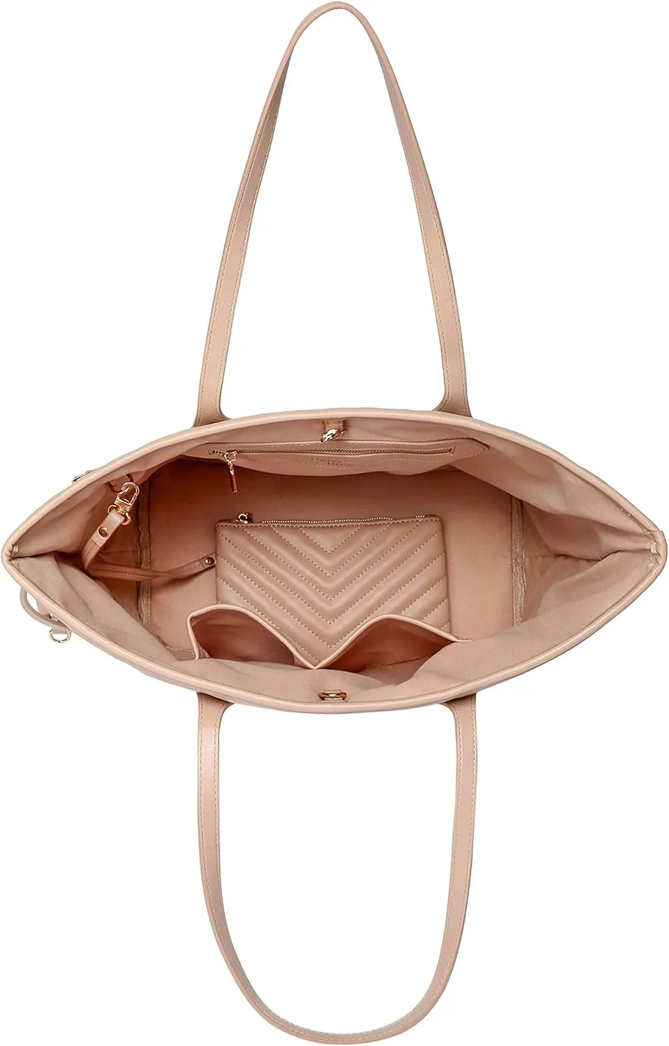 Daisy Rose Tote Shoulder Travel Bag & Matching Clutch PU Vegan Leather