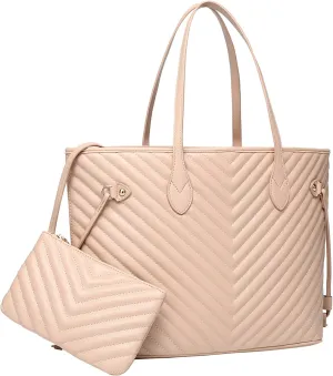Daisy Rose Tote Shoulder Travel Bag & Matching Clutch PU Vegan Leather